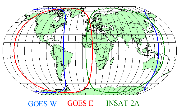 Notice the area covered by the various satellites